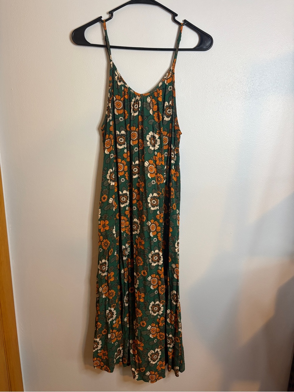 NATURAL LIFE Green Floral Maxi Dress with Orange and Cream Blooms